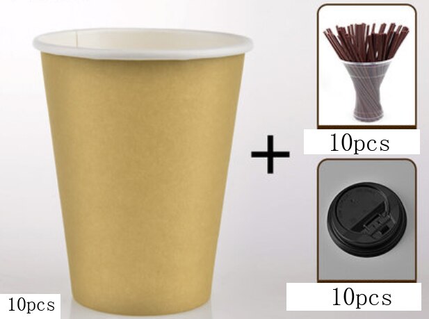 12oz 400ml Wegwerp Koffie Kartonnen Beker Met Koffie Roer Bar & Cover: Black cap