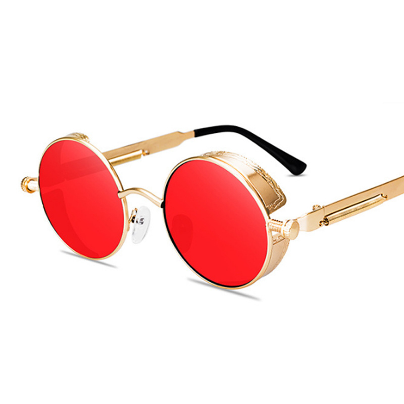 Gafas De Sol redondas para hombre y mujer, lentes góticas Steampunk, De De , Vintage, a la , De Metal: Negro