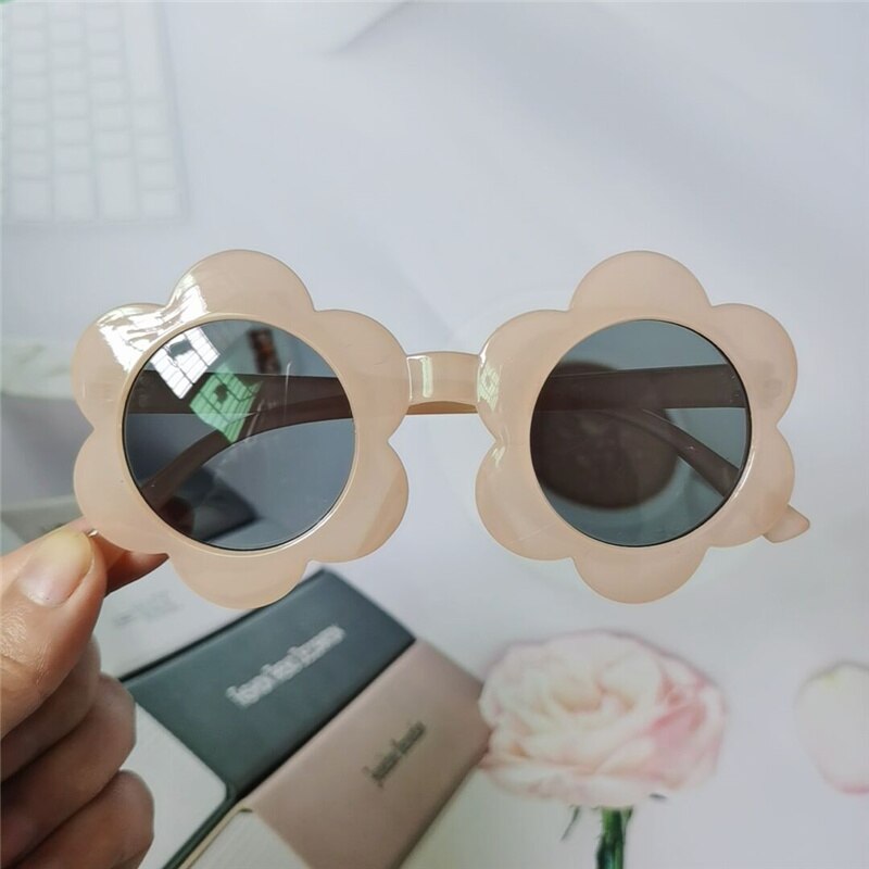 Vintage børn solbriller børn pink nuancer runde briller baby søde blomst solbriller drenge piger eyewear oculos: Te