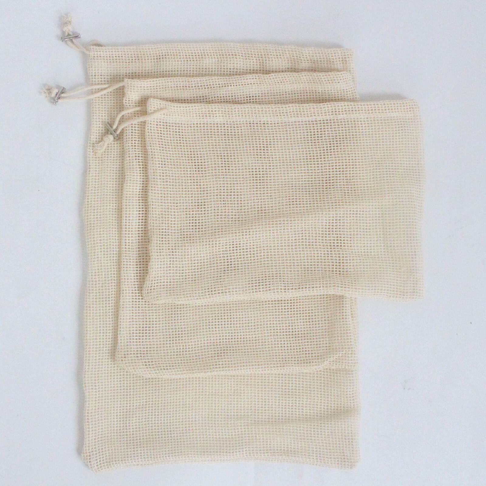 Cotton Mesh Vegetable Bags Produce Bag Zero-waste Storage Bag for Kitchen: 3pcs Silver Buckle