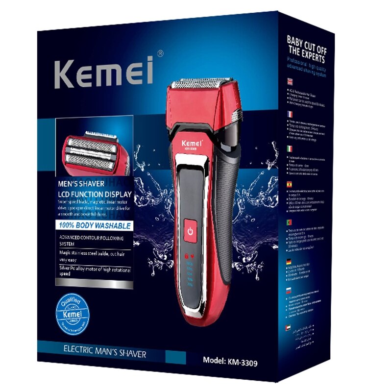 Mænds kraftfulde folie barbermaskine til mænd vandtæt elektrisk barbermaskine genopladelig elektrisk barbermaskine vådt tørt hoved barberemaskine 100-240v