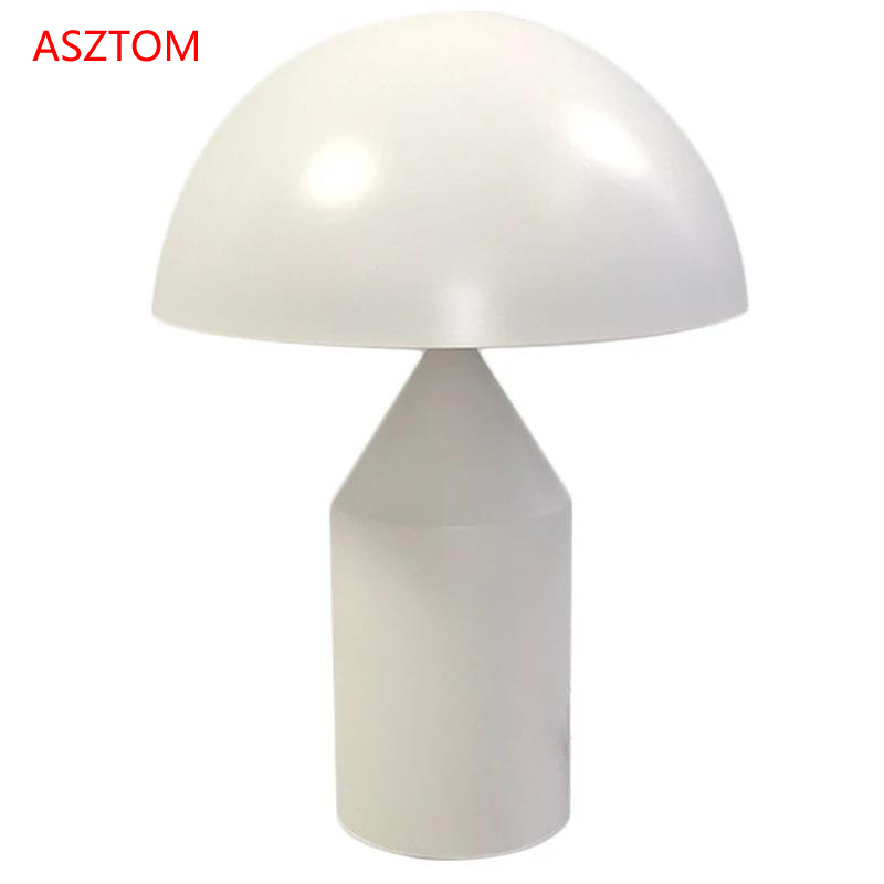 Dia25cm Black White Gold table Lamp mushroom Lamp for Bedroom Study Living Room Decoration Desk lamp: black / WHITE