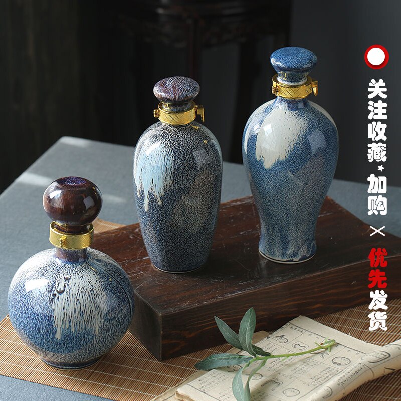 Classic Glass Hip Flask Set Handmade Chinese Gourd Wine Bottle Household Kiln Change Petaca Pulsera Daily Necessities EF50HF