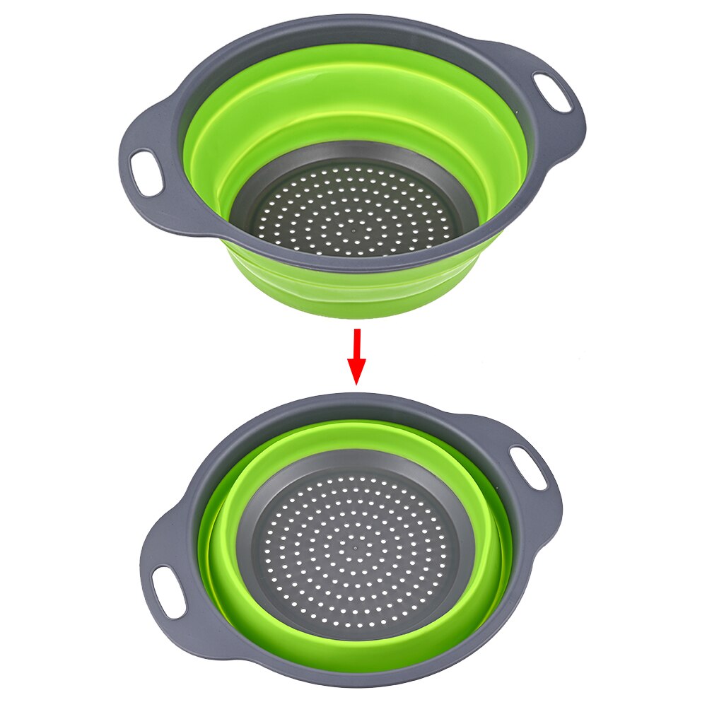 Afvoer Mand Vergiet Opvouwbare Siliconen Mand Fruit Groente Wassen Gootsteenzeefje Inklapbare Afdruiprek Keuken Afdruiprek Gereedschap