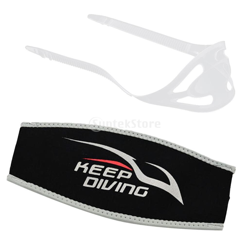 Clear Silicone Scuba Diving Snorkeling Mask Strap + Black Neoprene Strap Cover Hair Protection Cover
