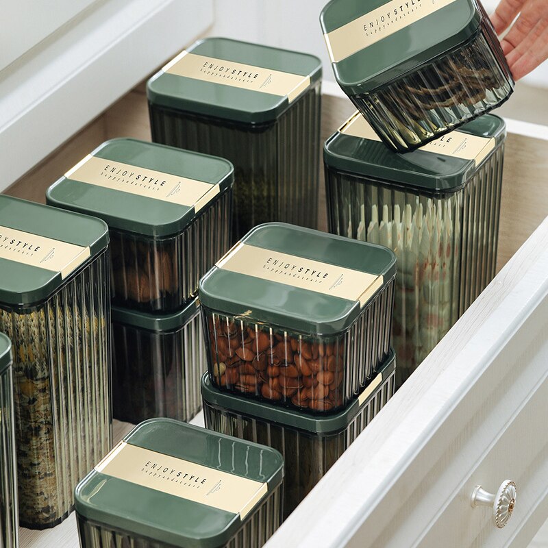 Airtight Food Storage Containers 4 Different Capacity,Kitchen Pantry Organization Containers, Plastic Canister for Flour, Sugar