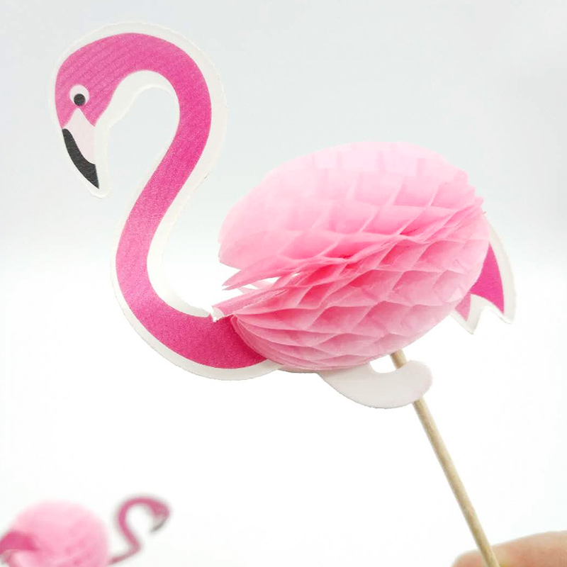 Flamingo Cupcake Toppers pineapple Cakes Topper Wedding Decor Birthday Party Decoration Picks Tropical Hawaii Party Supplies: 3D Flamingo-20PCS