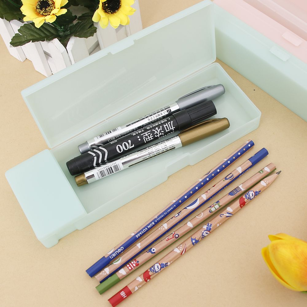 Prosty przezroczysty piórnik piórnik plastikowy pojemnik robić przevhowywania skrzynka nauka papiernicze artykuły biurowe