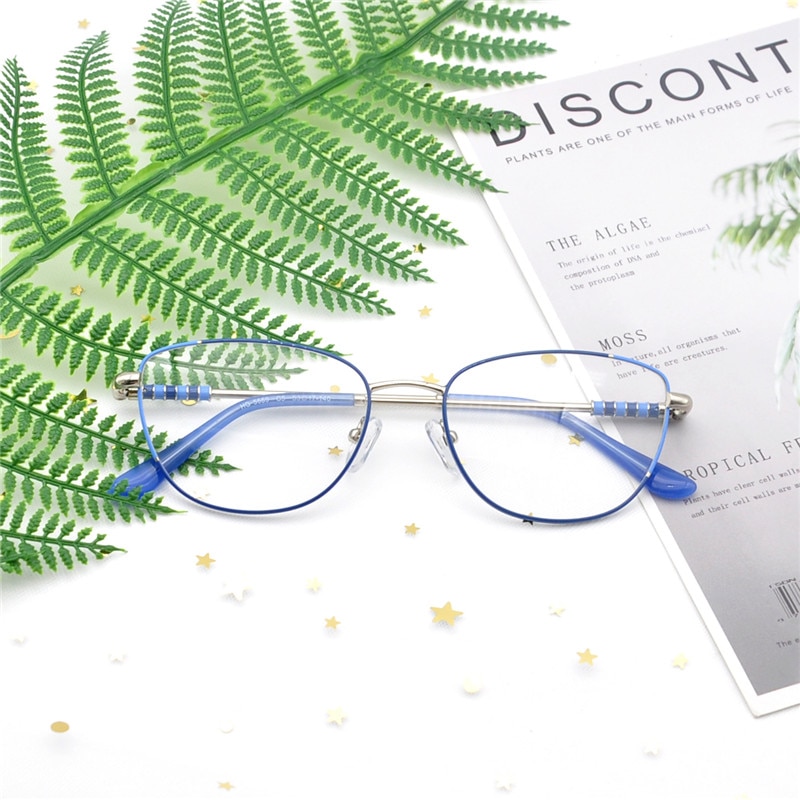 LUCIDIE Female Clear Lens Glasses Frame Women Metal Cat Eye Eyeglasses Oversized Frame Myopia Eyeglasses