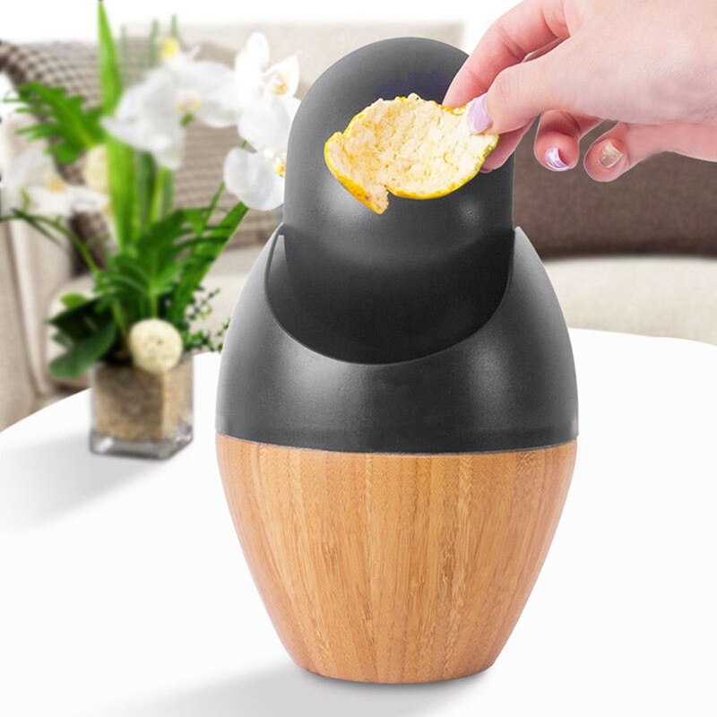 Waste Bins Mini Desktop Trash Can Wooden Garbage Dust Case Holder Rubbish Bin Rolling Cover For Office Home