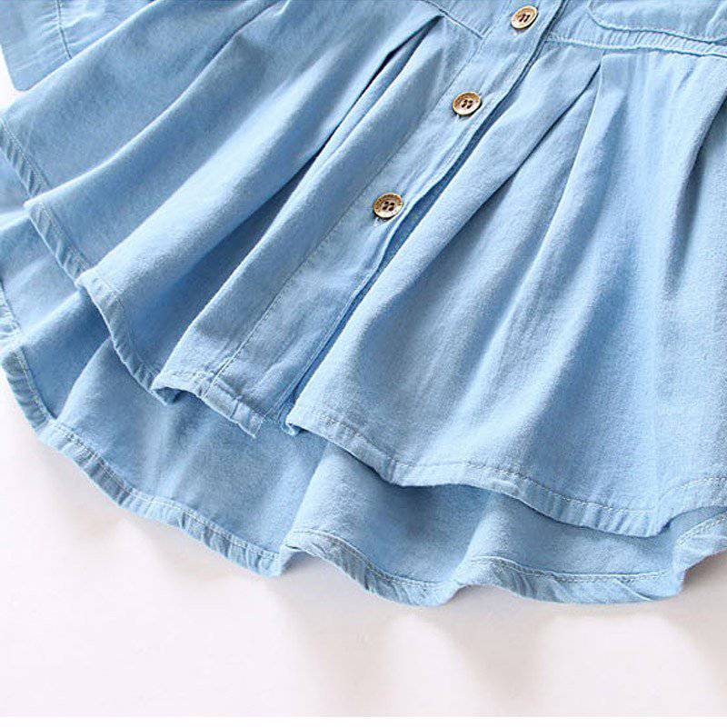 Bambini Manica Lunga Del Denim Della Ragazza Jean Camicette Vestiti di Autunno Del Bambino di Modo Delle Ragazze Dei Jeans Camicette