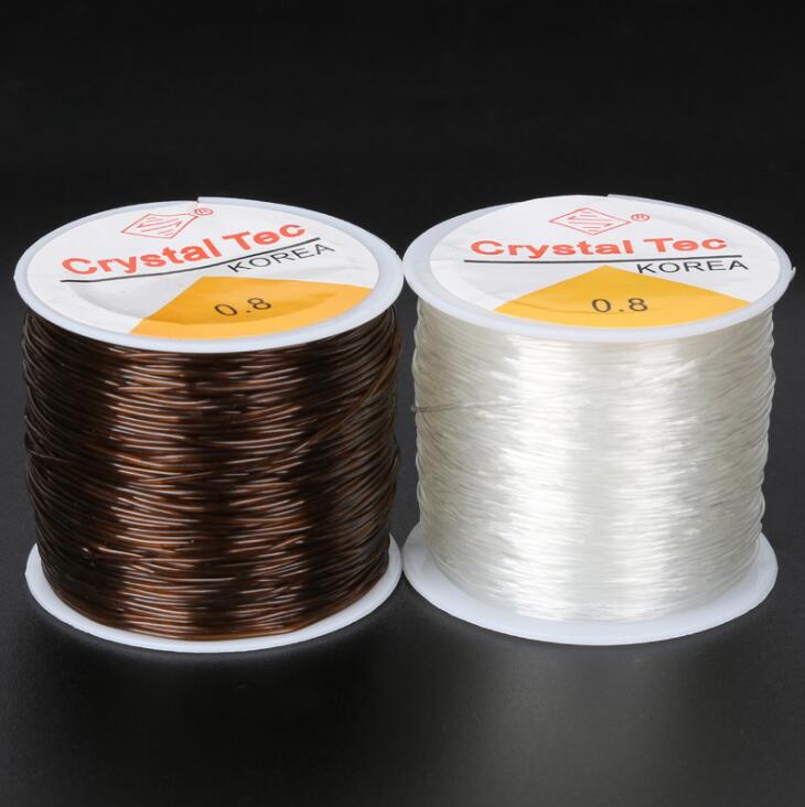 1 Roll 0.5 0.6 0.8 1MM Transparent Round Elastic Cord White Brown Crystal Stretchable Beading String for DIY Jewrly Findings