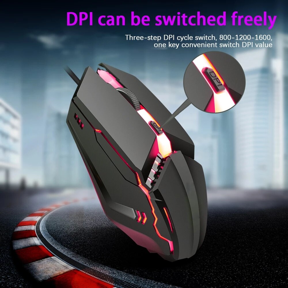 Viper 1600 DPI Mouse Desktop Notebook Universal M11 E-Sports USB Luminous Mouse K-Snaker Left and Right Hands for Laptop