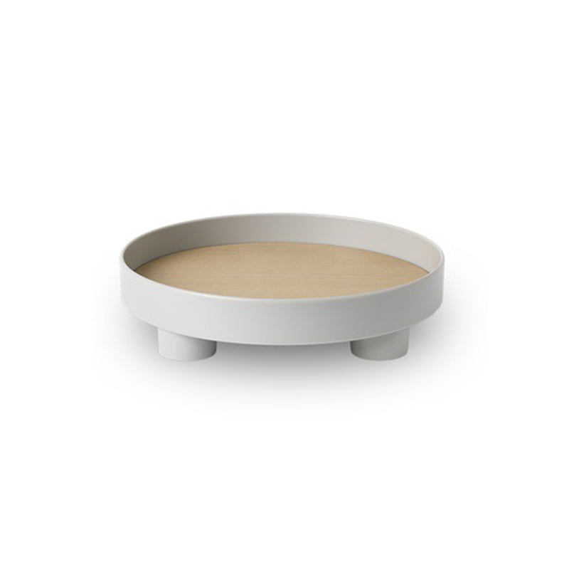 Plateau rond nordique en plastique, plateau rond en bois en plastique pour organiser les collations, articles divers, plateau de pied haut, décoration de bureau à domicile, plateau à thé: Gris clair