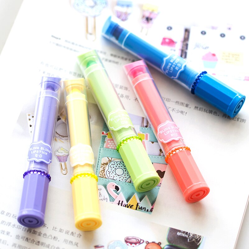 10 farbe Bling Bling Lippenstift Textmarker stift auf wasserbasis kreide Marker Schreibwaren Büro zubehör Schule liefert 6607