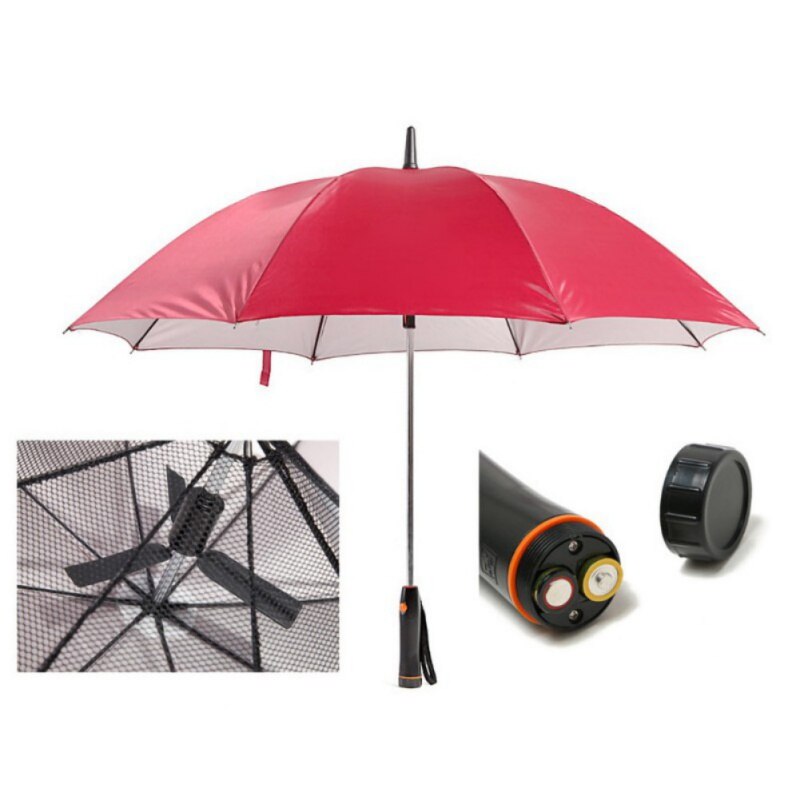 Lange-Handvat Zomer Paraplu met Ventilator Regen en Regen Tweeërlei gebruik Paraplu Fan Paraplu