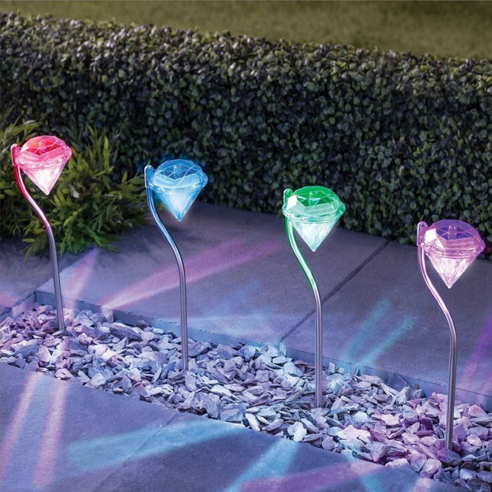 Solar Lamp Gazon Verlichting Outdoor LED Solar Light Pathway Landschap Grond Mount Lamp Diamant Vorm Tuin Lamp Hek