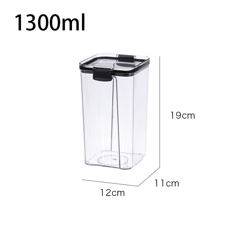 1800ML Food Storage Container Transparent Sealed Tank Refrigerator Dry Food Storage Boxs Noodles Cans Kitchen Sealed Containers: 1300ml