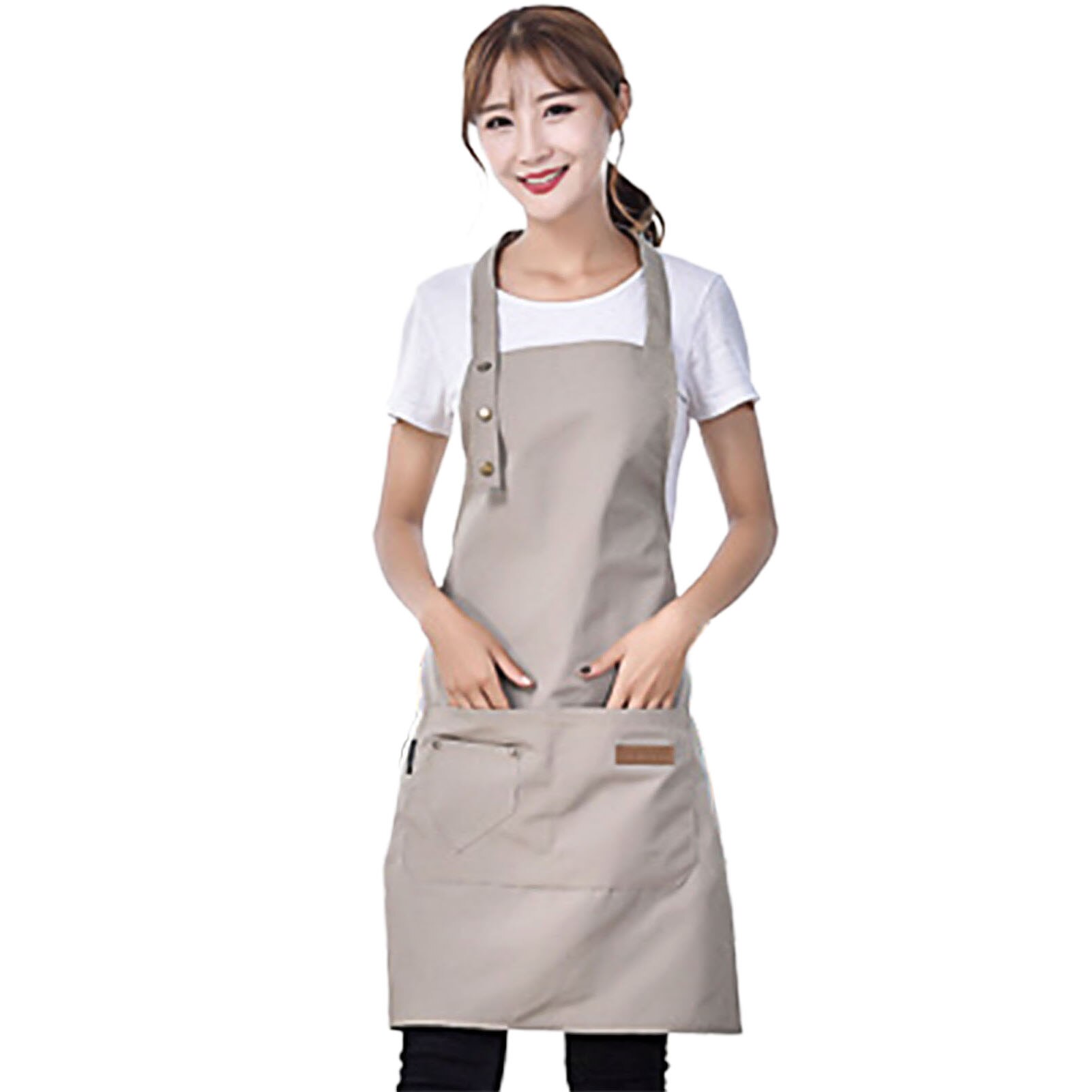 Unisex Sleeveless Aprons Adjustable Neck Strap Kitchen Cooking Aprons Restaurant Bakery Waiter Aprons Anti Oil Kitchen Aprons: Beige