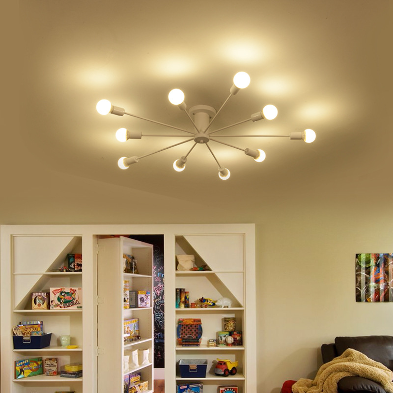 retro Eisen Kronleuchter Schwarz/Weiß 6/8/10 Steckdosen Beleuchtung Jahrgang Spinne Kronleuchter Moderne Decken Lampe Licht Leuchte Beleuchtung