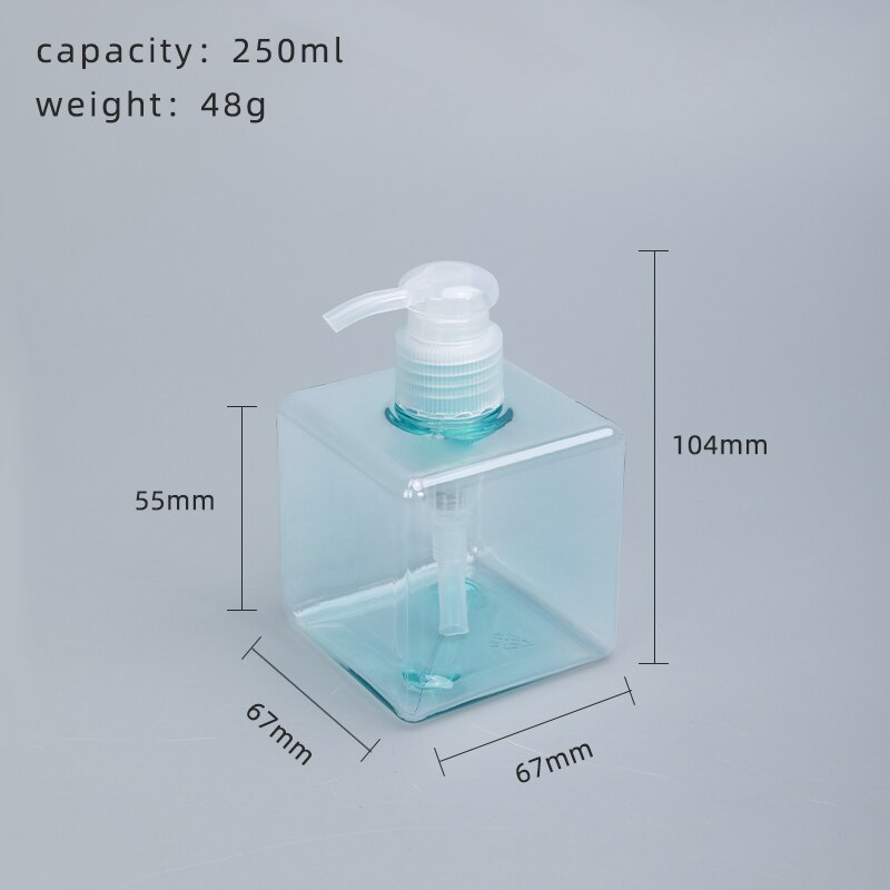 10 stk  of 250ml tomme plastflasker shampoo lotion påfyllbar flaske dusjgel pumpe dispenser: 250ml blå