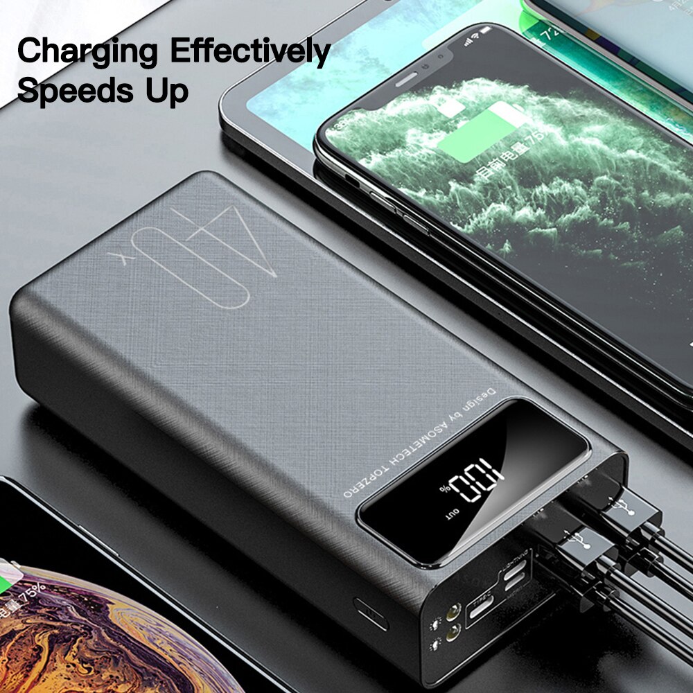 Power Bank 40000mah 4 USB Portable Powerbank LED Digital Display External Battery Phone Charger For iPhone Huawei Xiaomi Samsung