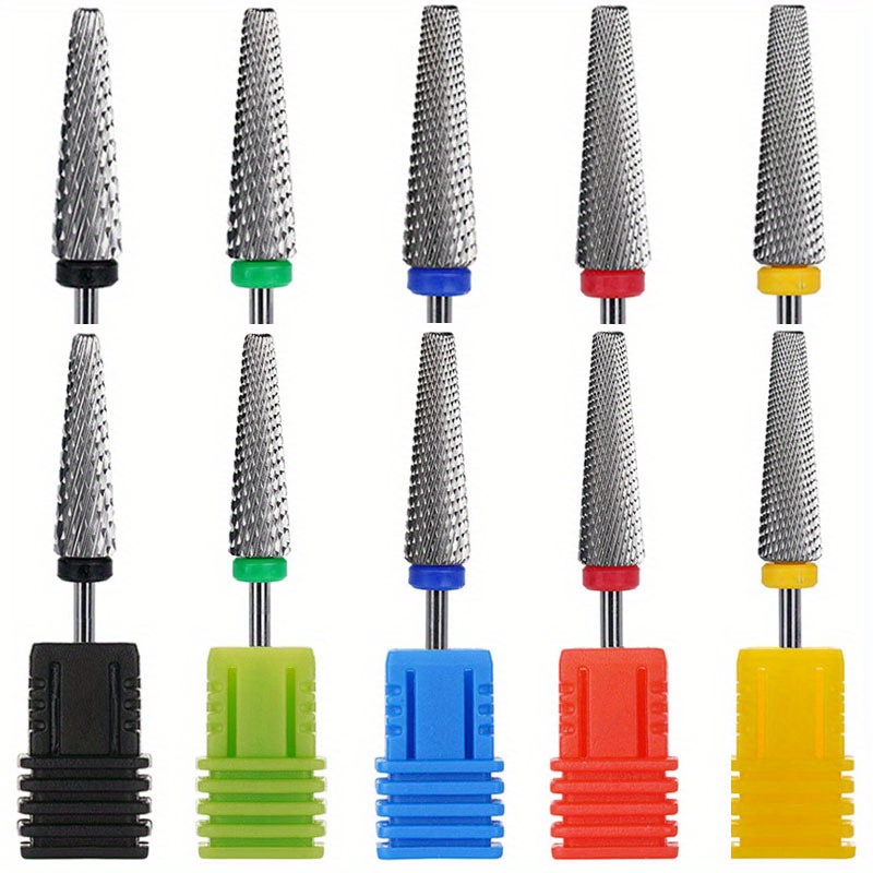Brocas para uñas superlargas 5 en 1, broca cónica cruzada de carburo de 3/32 pulgadas, Lima eléctrica giratoria bidireccional, accesorios para manicura