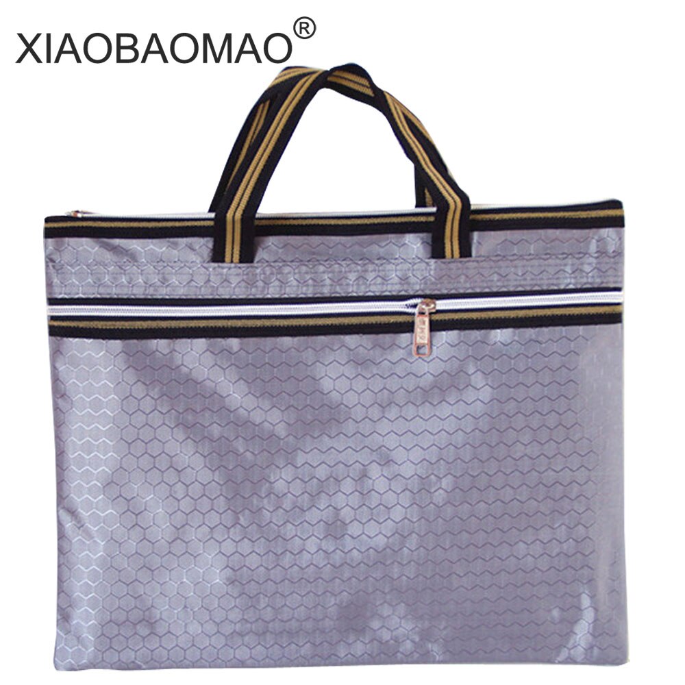 Large capacity file organizer A4 document bag zipper bag office school paper file folder: gray