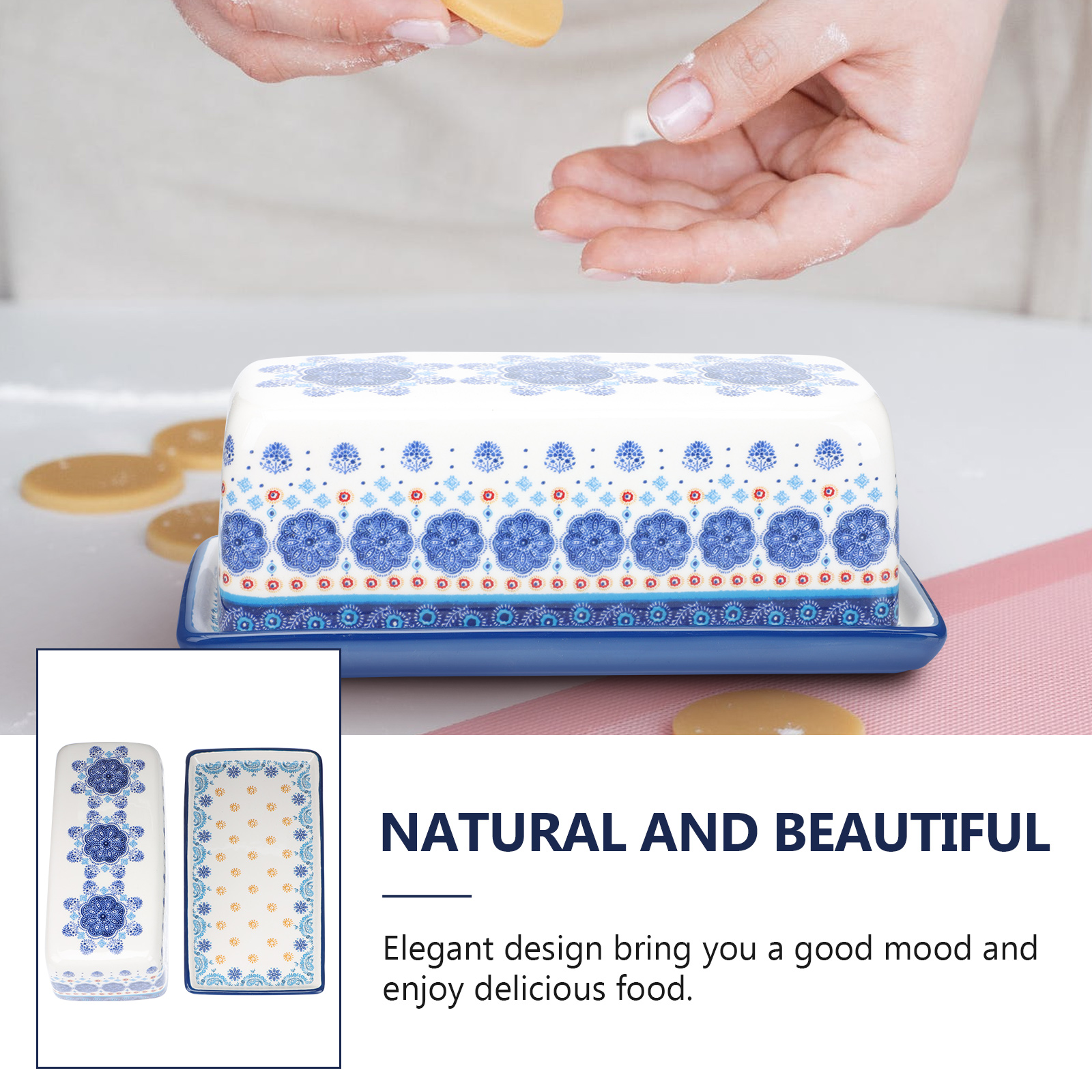 1pc American Style Butter Dish Delicate Ceramic Butter Box Butter Container