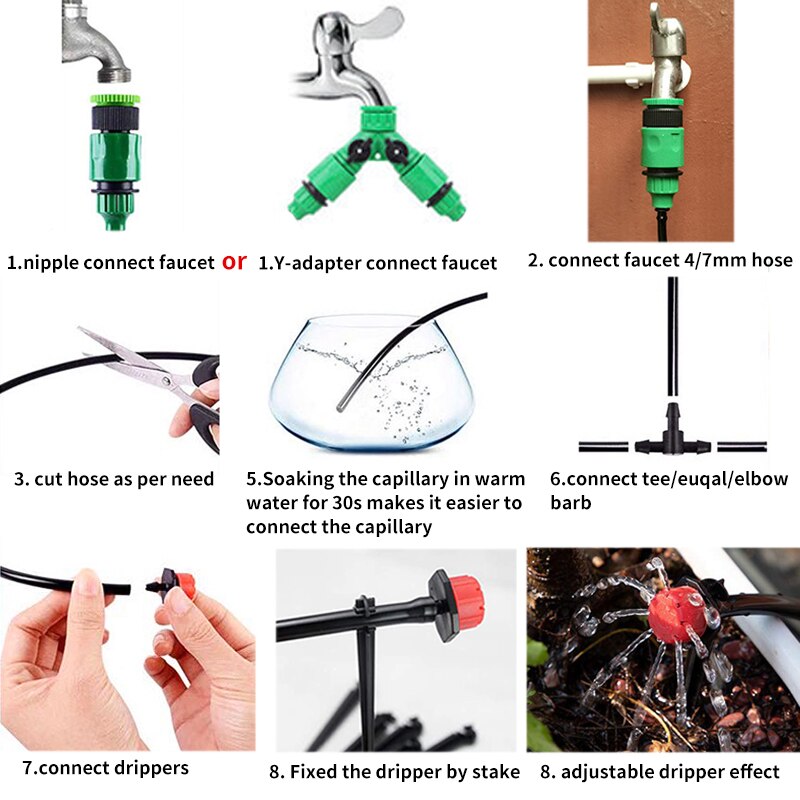 5M 4/7Mm Slang Diy Druppelsysteem Automatische Watering Kit Tuingereedschap Set Verstelbare Micro Druppelaar voor Planten