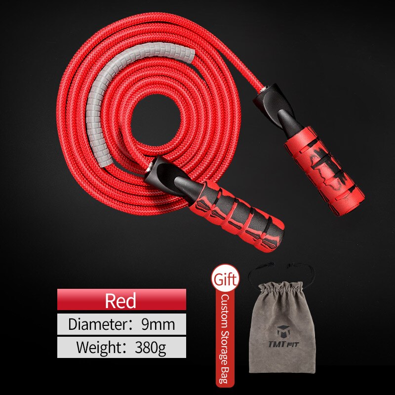 Tmt viktat hopprep justerbart tungt kabel halkskydd för hemmagym crossfit hoppträningsträning mma boxningssport: Ts50 röda 9mm