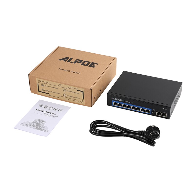 POE Switch with 8+2 Port IEEE 802.3af/at 48V Power over Ethernet For IP Camera System Network Switch