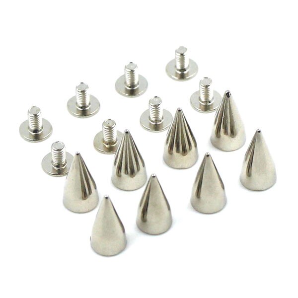 100 st 7 x 14mm blandade spikar metallkon nitar för läder pank nitar och spikar på kläder gör det själv bälte/väskor läderhantverksdekoration: Silver-