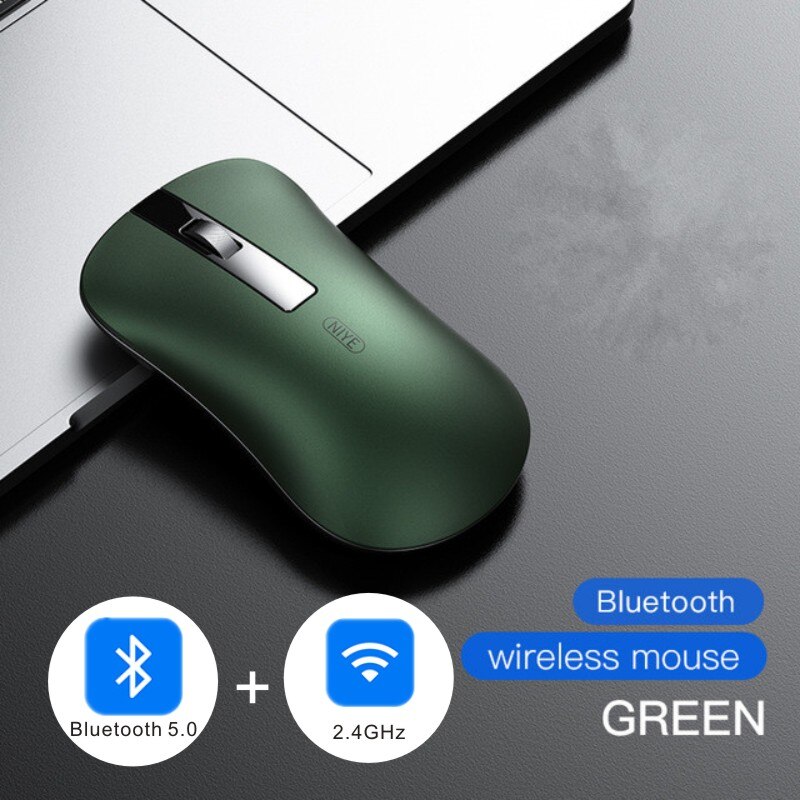 Ergonomic Rechargeable Wireless Mouse Silent Thin USB PC Laptop Computer Bluetooth Mice For MacBook Lenovo HP Dell Xiaomi Mouses: Green