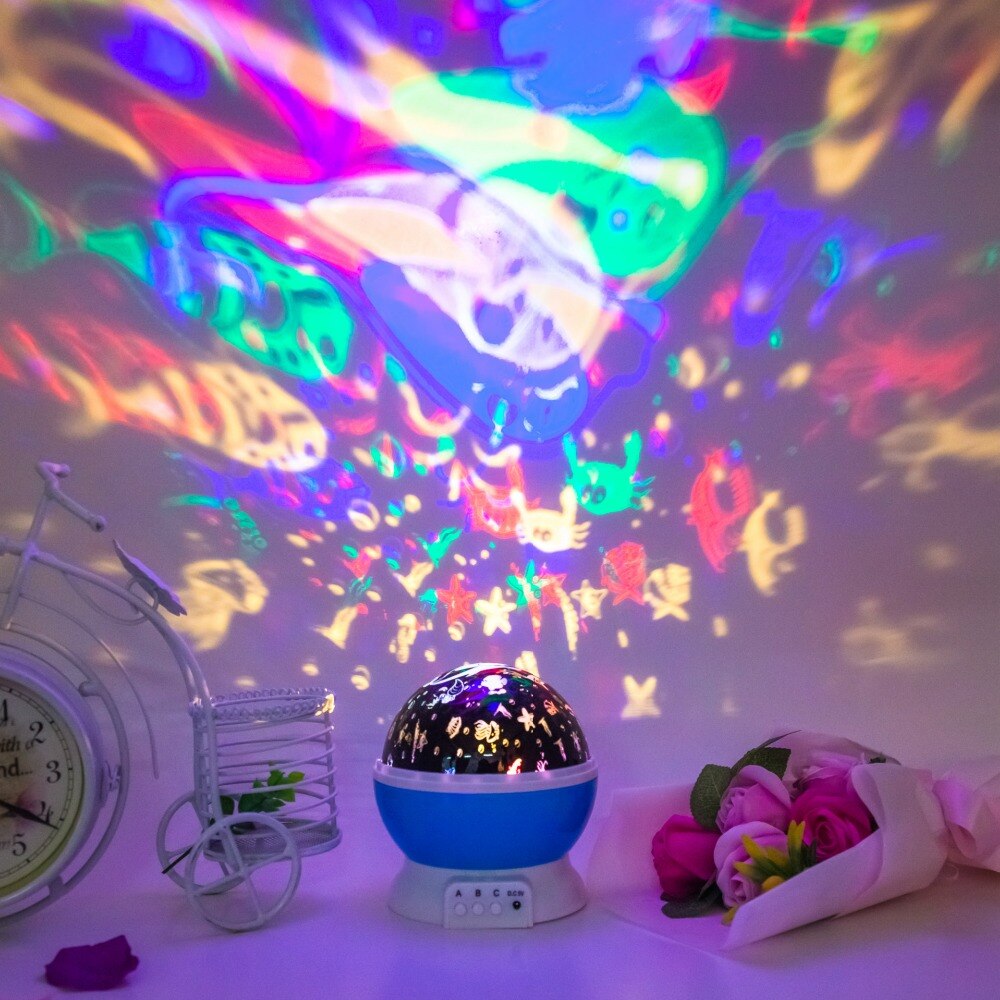 Roterende Nachtlampje Projector Spin Sterrenhemel Star Baby Slaap Romantische Lamp USB/AA Power