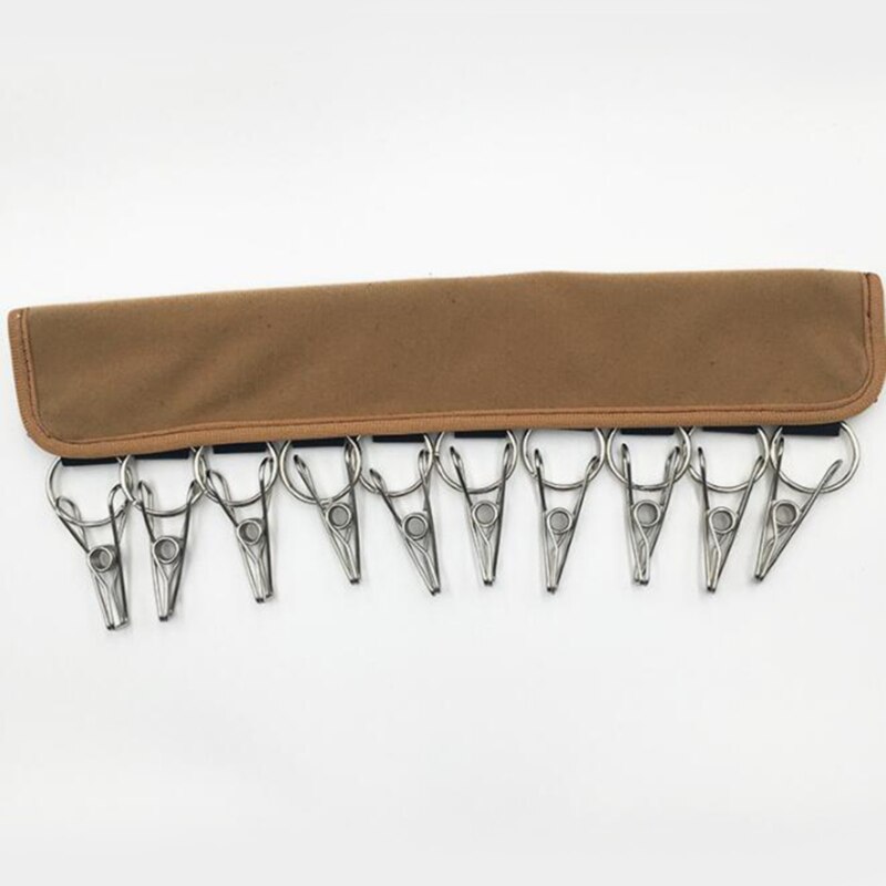 Foldable Velcro Travel Portable Clothes Hanger Dryer Clothes Rack Clothespin Closet Hanger: Khaki