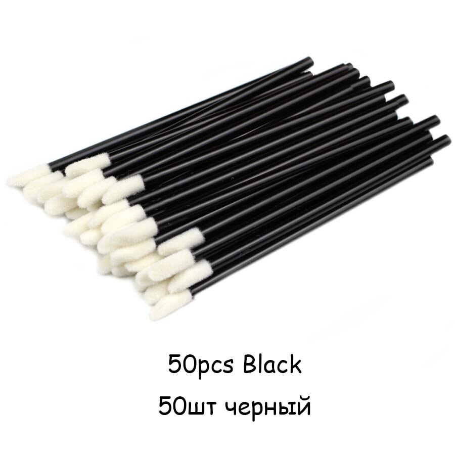 50 Stuks Wegwerp Lip Borstel Wimperborstels Wimpers Micro Borstels Wimper Extension Applicator Cleaner Beauty Makeup Tools: 50pcs Black