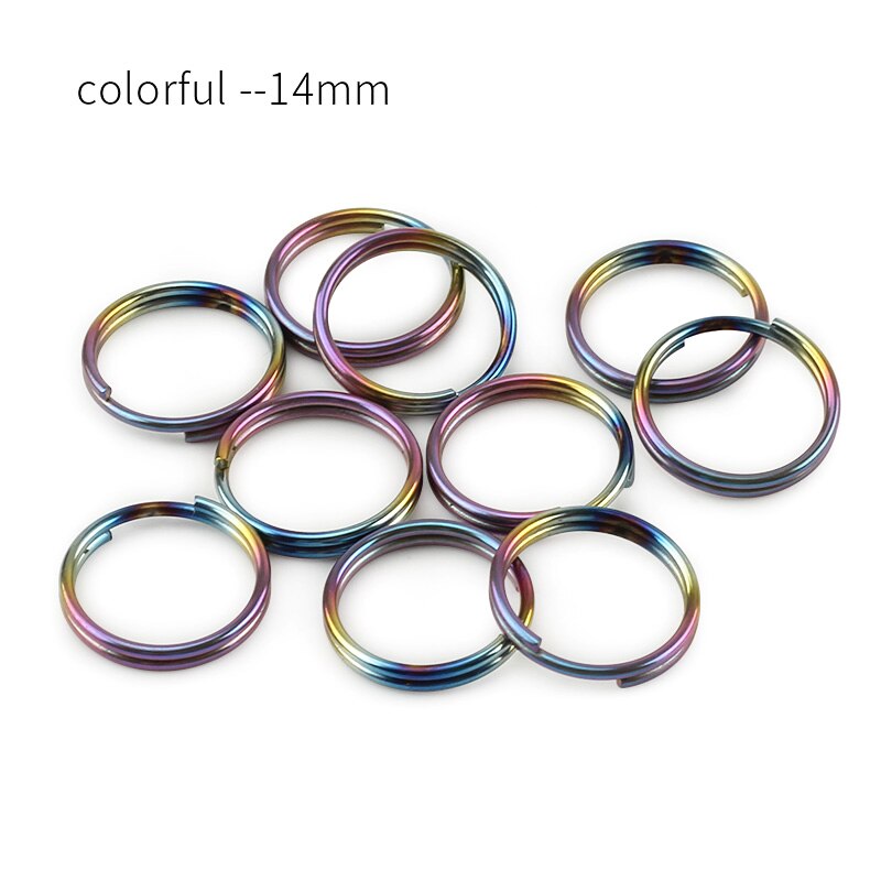 10 pièces/lot titane 10mm/12mm/14mm porte-clés EDC outil extérieur multicolore titane porte-clés: colorful 14mm