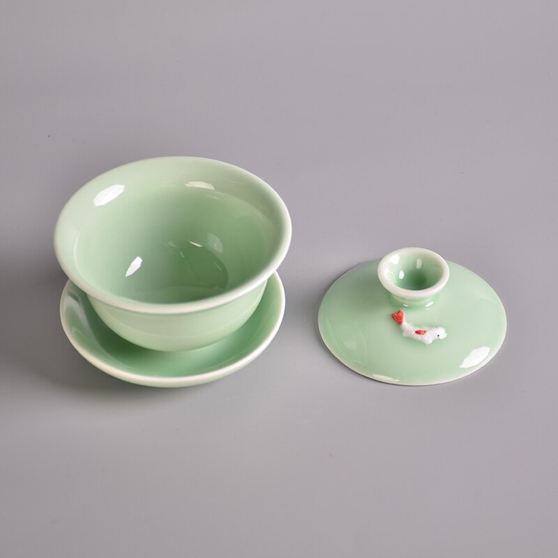 TANGPIN longquan celadon ceramic gaiwan teacup fish teapots chinese kung fu tea set 120ml