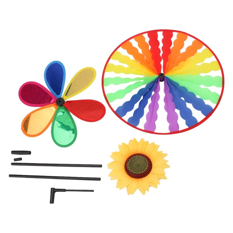 Sunflower Windmill Wind Spinner Sequins Whirligig Wheel Home Yard Party Decor 124D