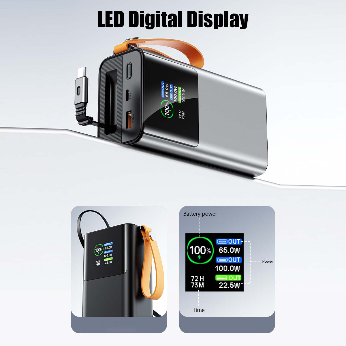 Xiaomi 165w 50000 mah powerbank bärbar pd externt batteri led powerbank för macbook pro för ipad snabbladdningsstation