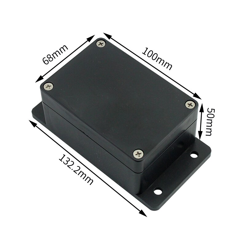 Black Box Outdoor Waterproof Case Plastic Box Electronic Project Case Instrument Waterproof Junction Box Housing: 100-68-50-with ears