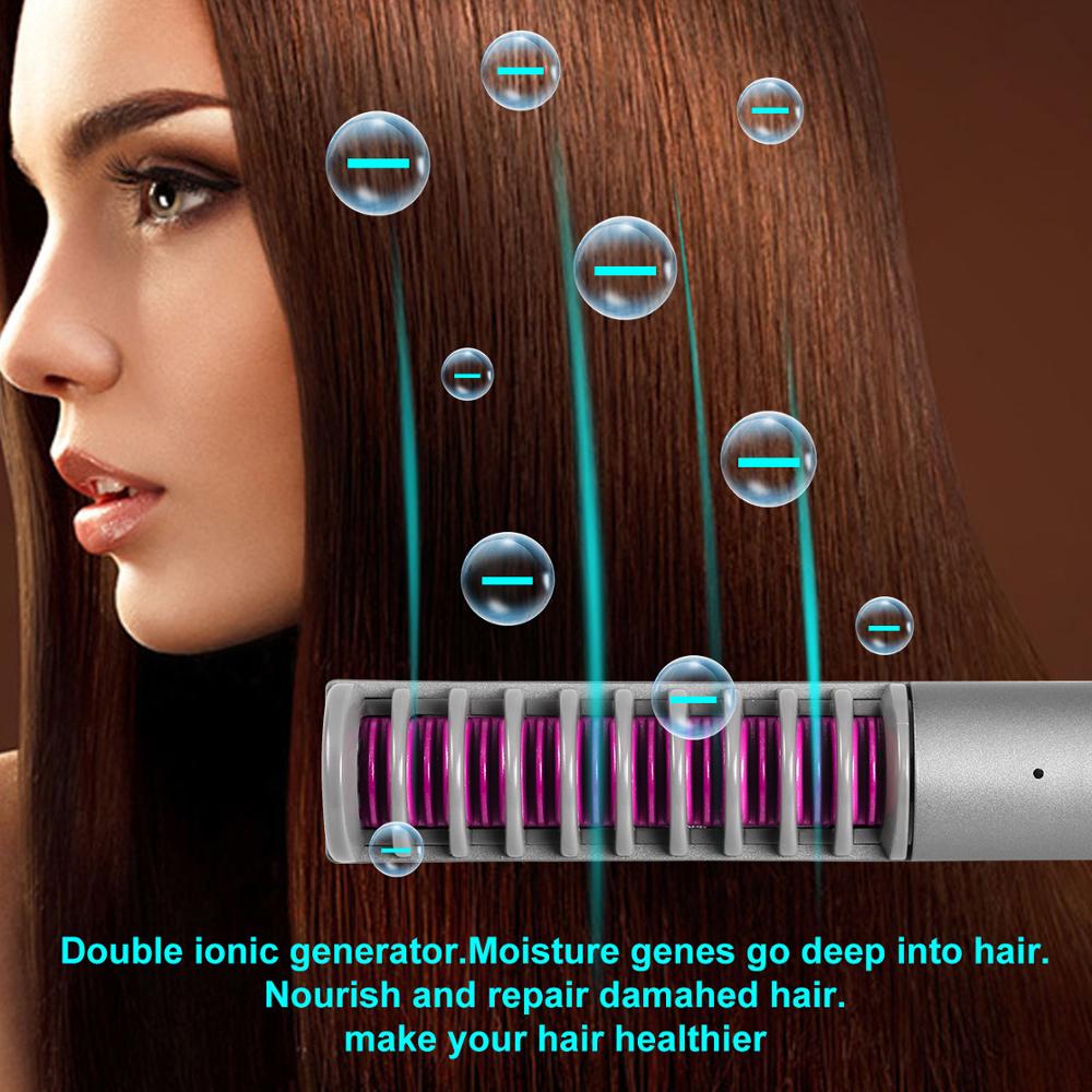Mini Portable Hair Straightener Styler Brush Straight Hair Comb Brush Beard Electric Straightening Comb Hair Care Machine