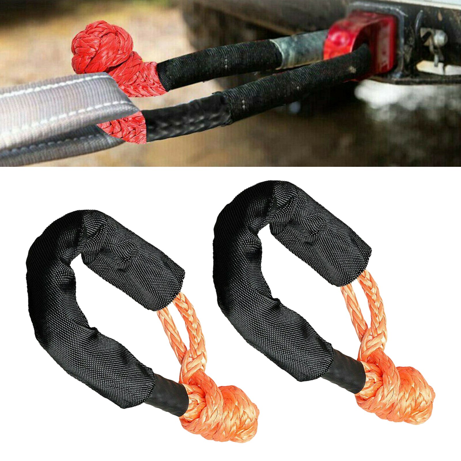 Argolla suave 38000lbs romper fuerza de recuperación de cuerda para navegar 4X4 camión Jeep Off Road escalada de navegación: orange