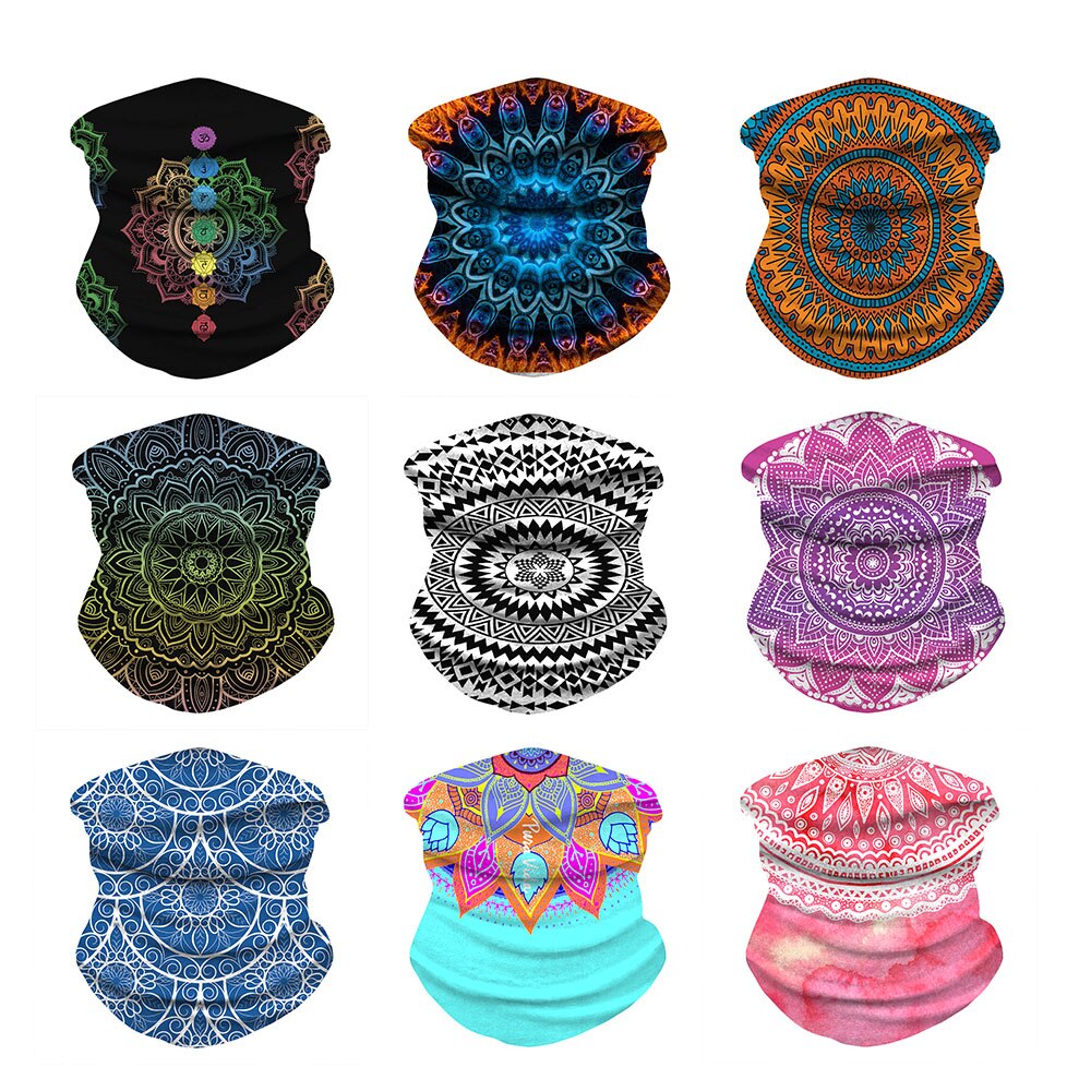 Mandala hodeskjerf headwraps til kvinner bandanas nakke menn gamasjer skjerf hals balaclava sol beskyttelse ansikt halo hodeplagg pannebånd