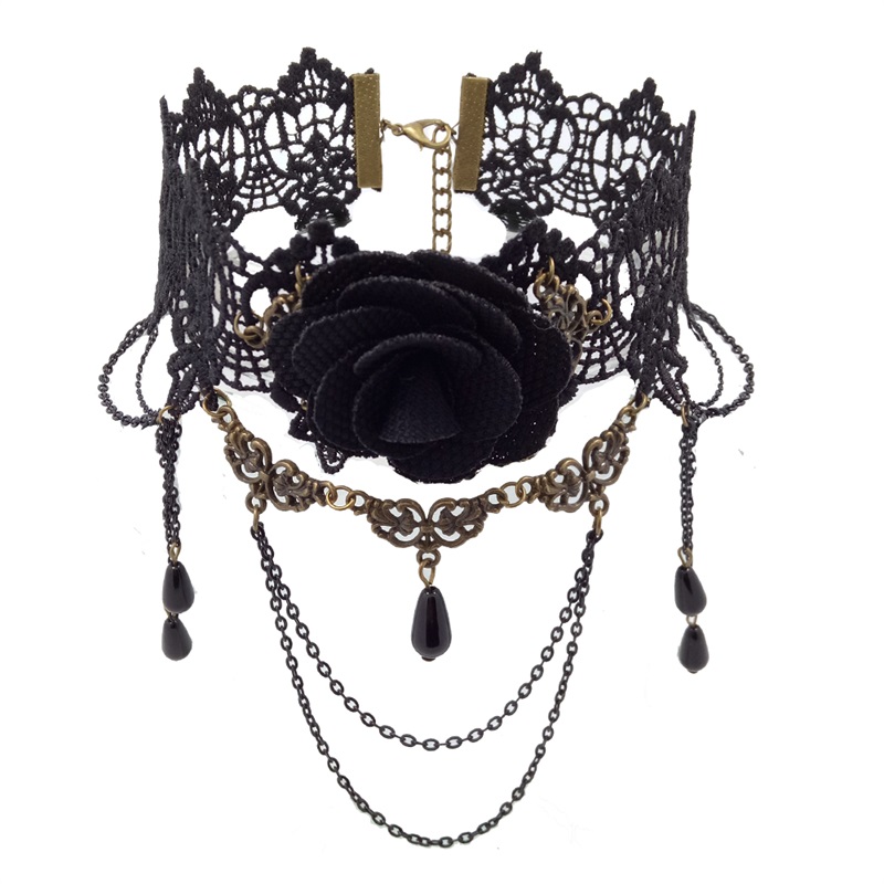Yiyaofa colar vintage de gargantilha gótica, colar com pingente e colar falso, acessório de declaração para mulheres: GN-09