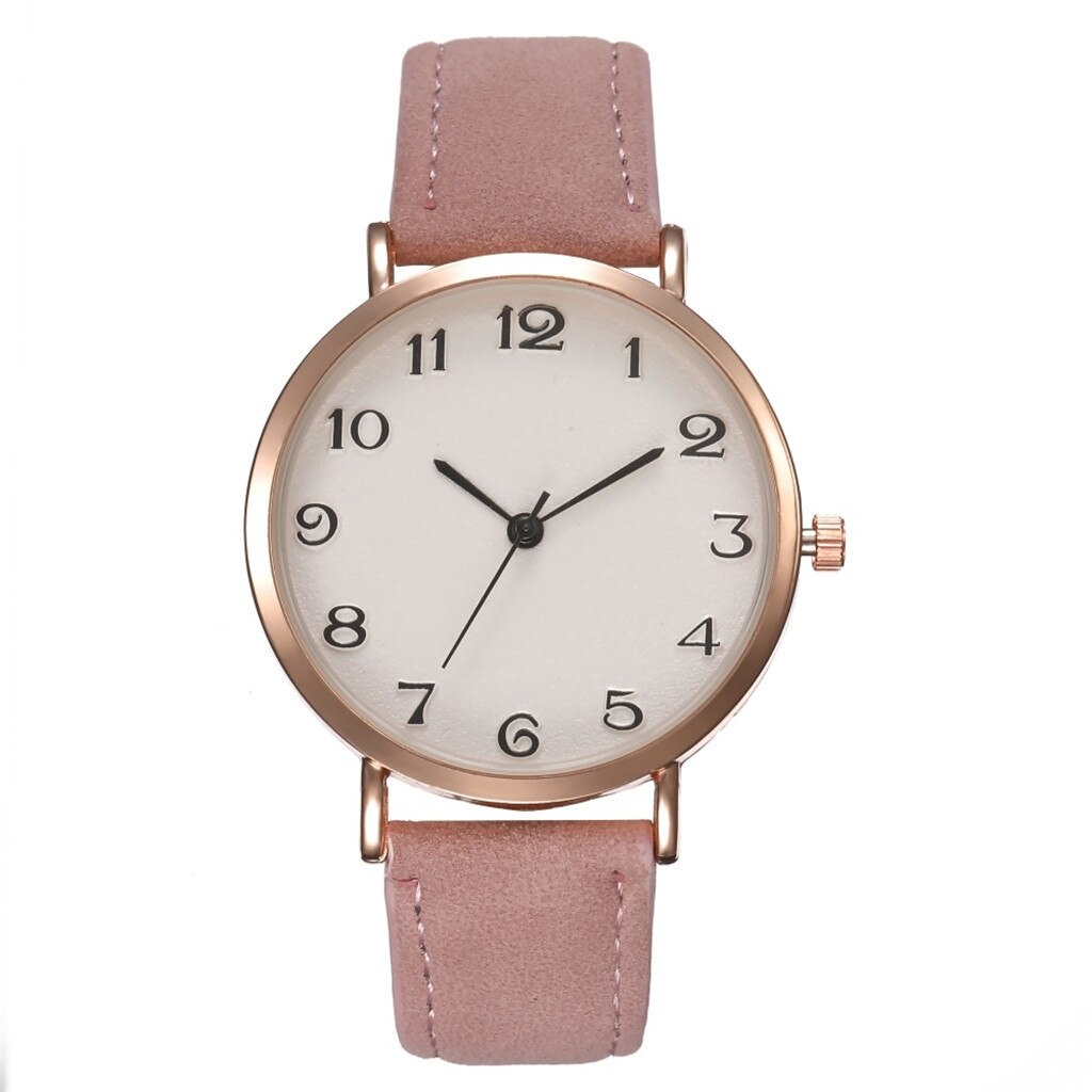 Eenvoudige Dames Horloges Luxe Lederen Band Quartz Horloge Goud Dames Ongedwongen Horloge Vrouwen Jurk Vrouwelijke Modellen: Roze