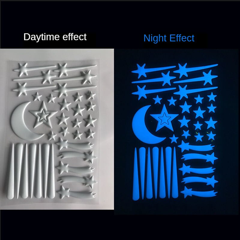 3D Bubble Luminous Stars Moon Dots Wall Sticker for kids room bedroom home decoration Glow in the dark DIY combination Stickers: Meteor blue