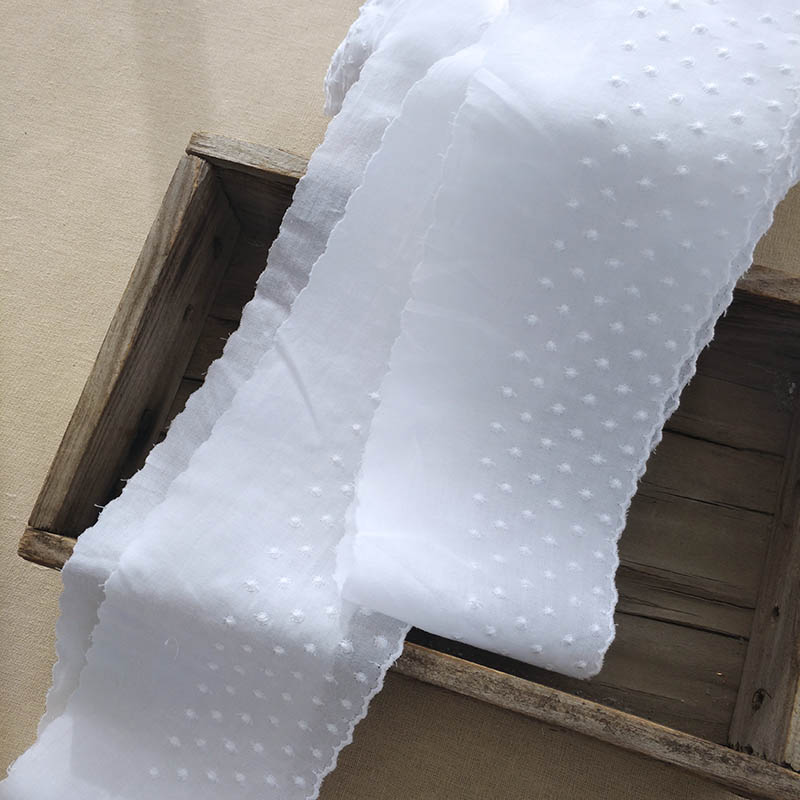 En meter blomsterbroderet hvid bomuldsbånd til diy tøj syning stof 10cm blonder trim hjem tekstil gardin dekoration: Default Title