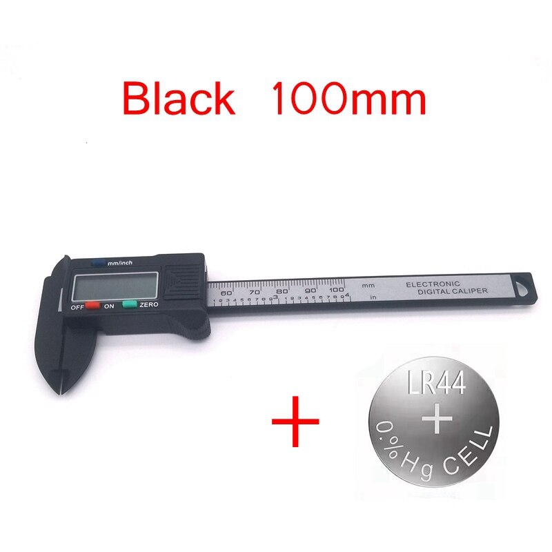 Calibrador Digital electrónico con batería, calibrador Vernier de fibra de carbono, micrómetro, herramienta de medición, regla Digital, 10/15cm: black 10cm and BTR